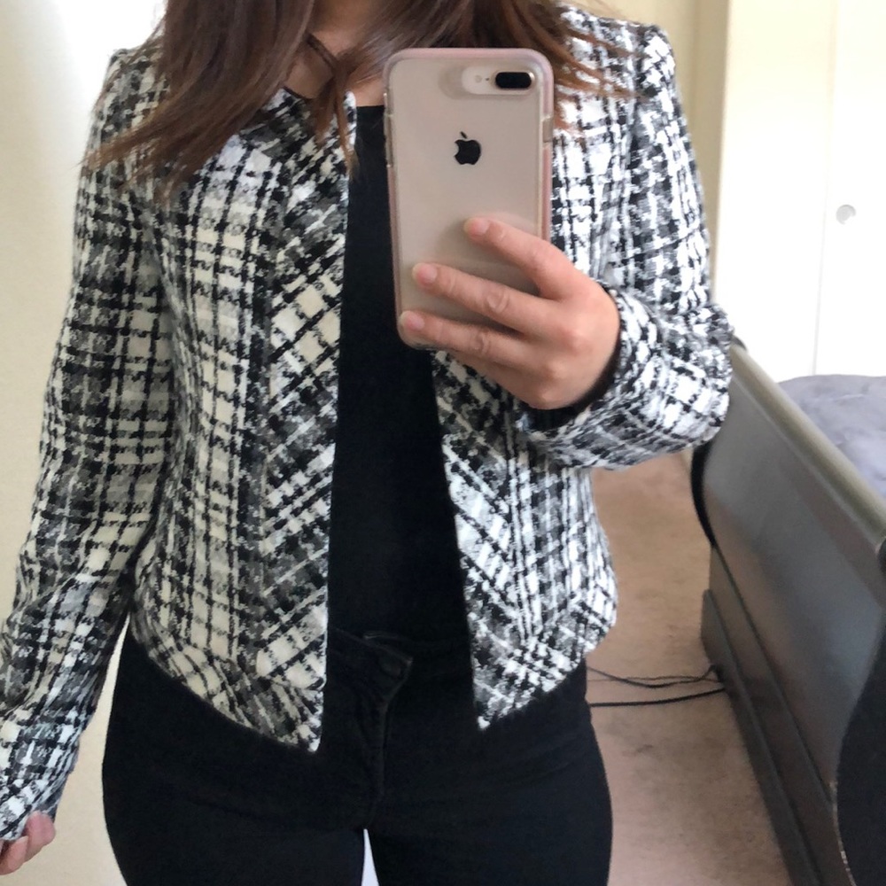 Black and white plaid blazer